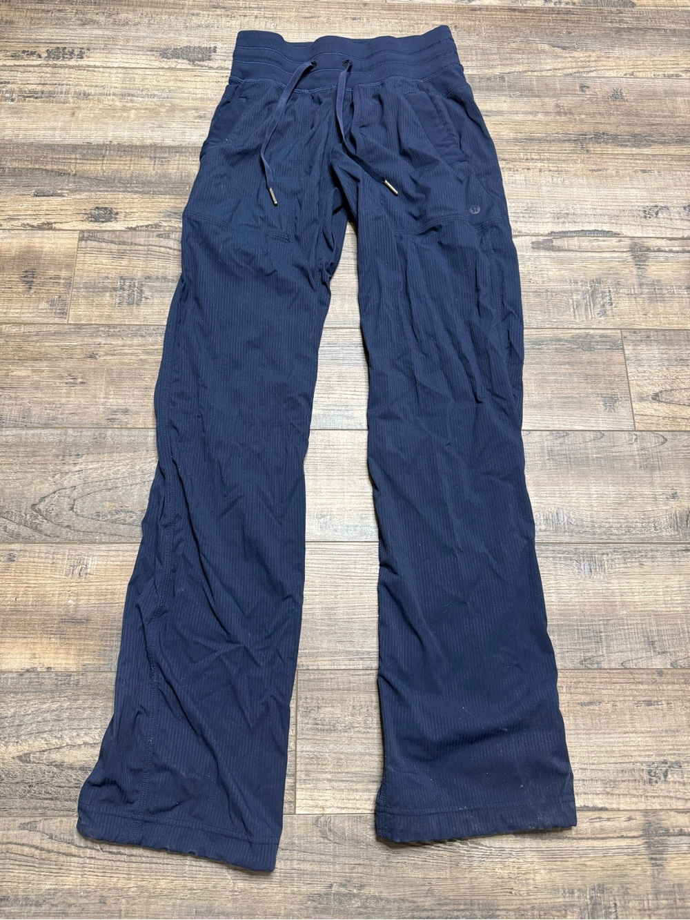 Lululemon Dance Studio  Pant Navy Blue Drawstring Leg Cuffs Size 0  LW5ENOR